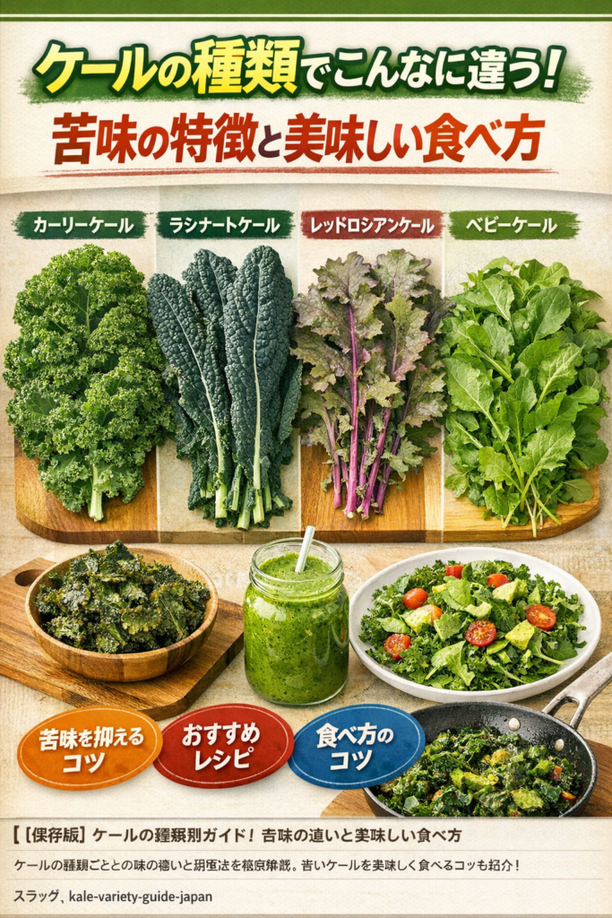 ケールの種類で味はこんなに違う！苦味の特徴と美味しい食べ方【調理法も解説】